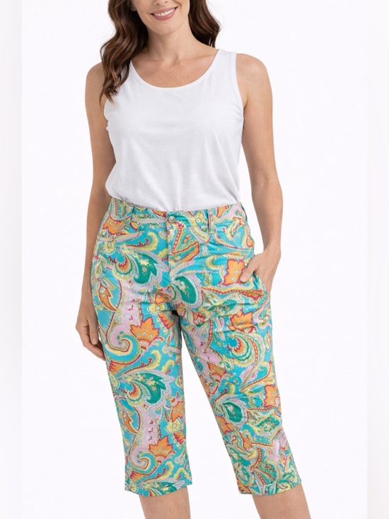Lauren Ralph Lauren Pants - Lauren Ralph Lauren Women’s Paisley Crop Pants Colorful Stretch Capri Preppy